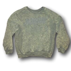 Jordache Green Acid Washed Design Embroidered Logo Pullover Sz S